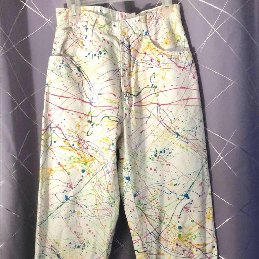 Esprit Vintage 1980's Paint Multicolor Splatter Cotton Pants Excellent! Size 7/8